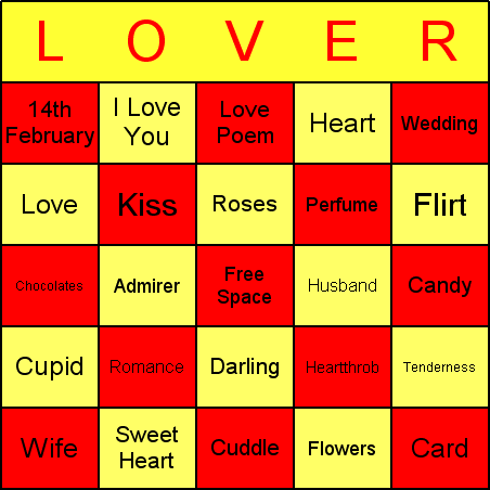 St. Valentine's Day Bingo Card